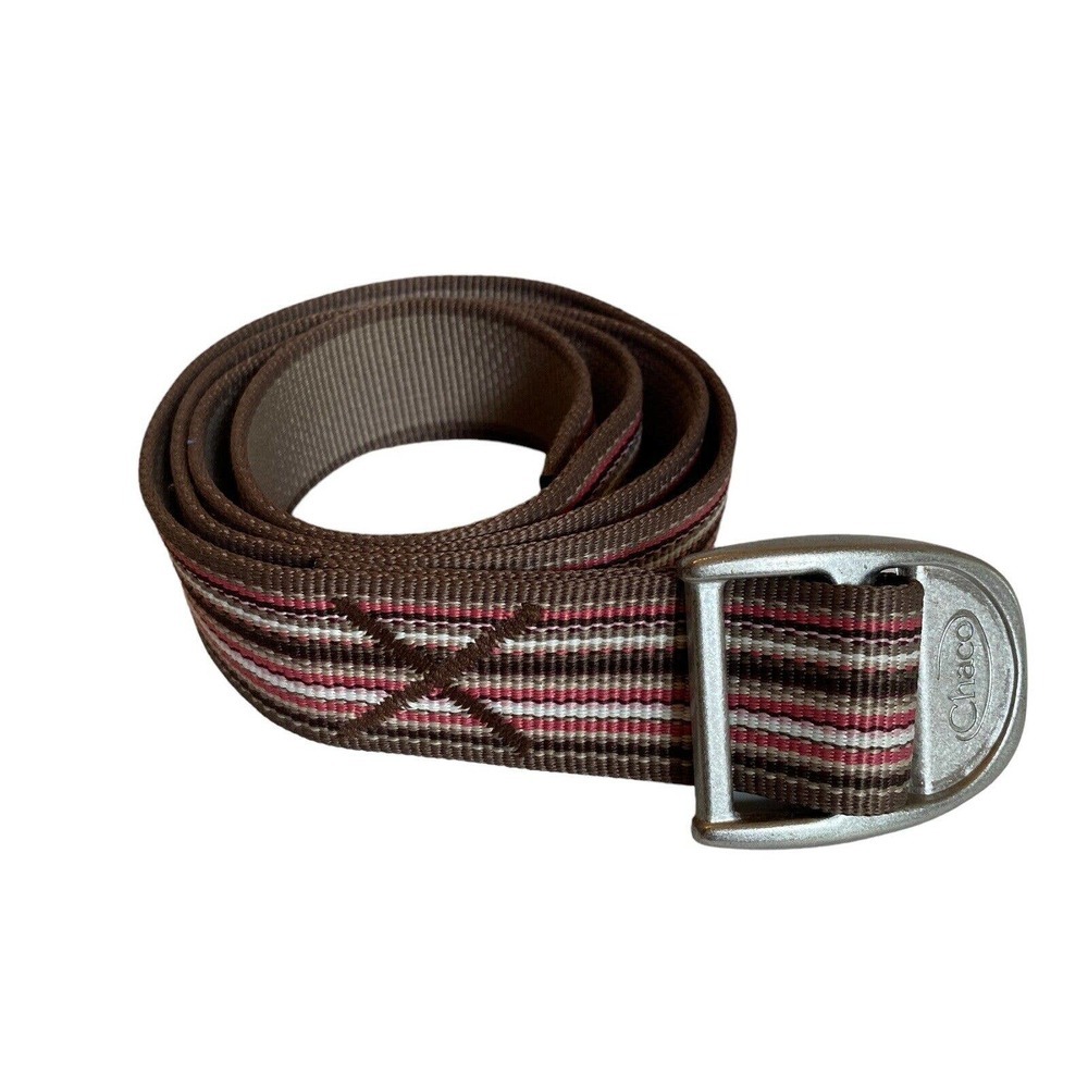 Chaco Unisex Canvas Nylon Webbing Belt Sz L Adjustable Brown Multi Stripe - Picture 2 of 7
